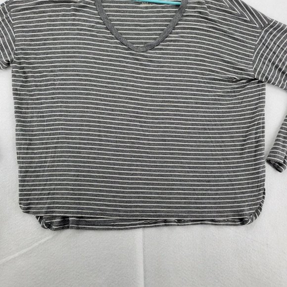 AMERICAN EAGLE Shirt Women's Long Sleeve V-Neck Striped Gray Large - Picture 4 of 12